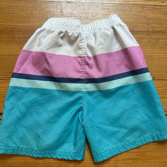 Rugged Butts pink blue white striped elastic waist swim shorts SIZE 5 - Picture 4 of 4